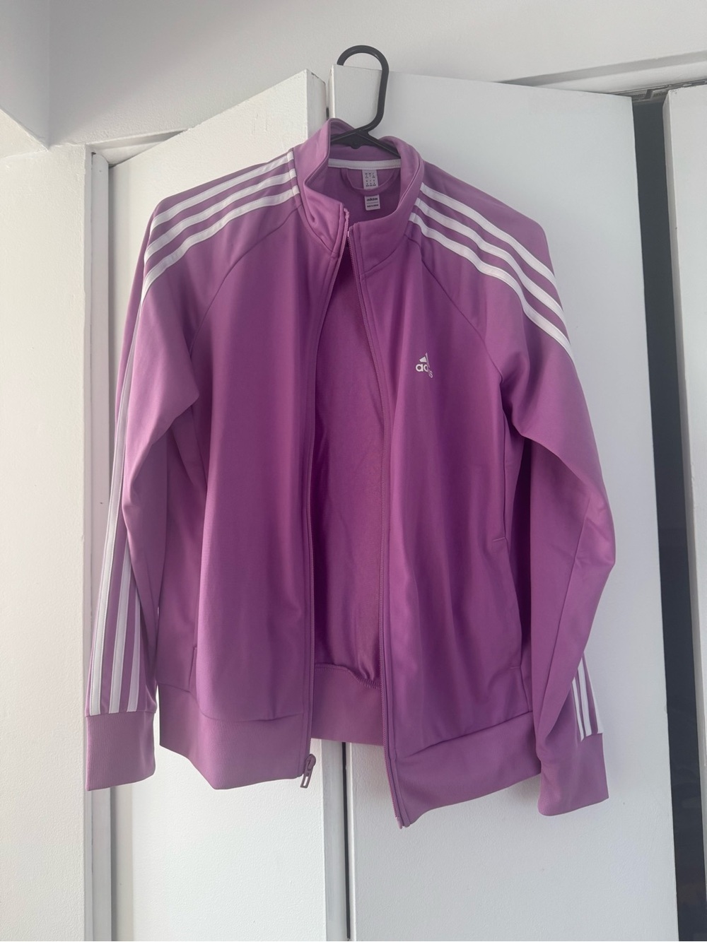 adidas Purple Women's Track Bomber Jacket with White Stripes